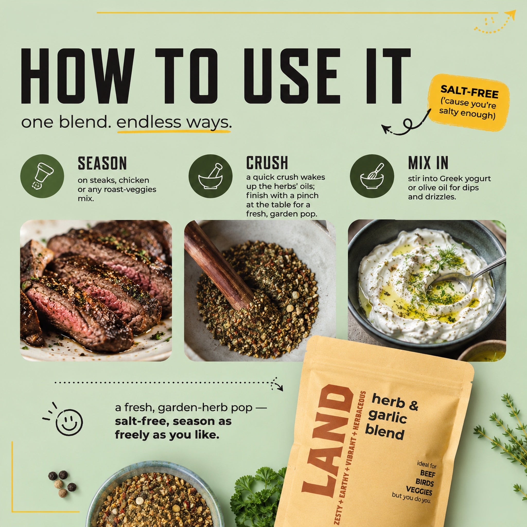 Land Herb & Garlic blend (no salt added)